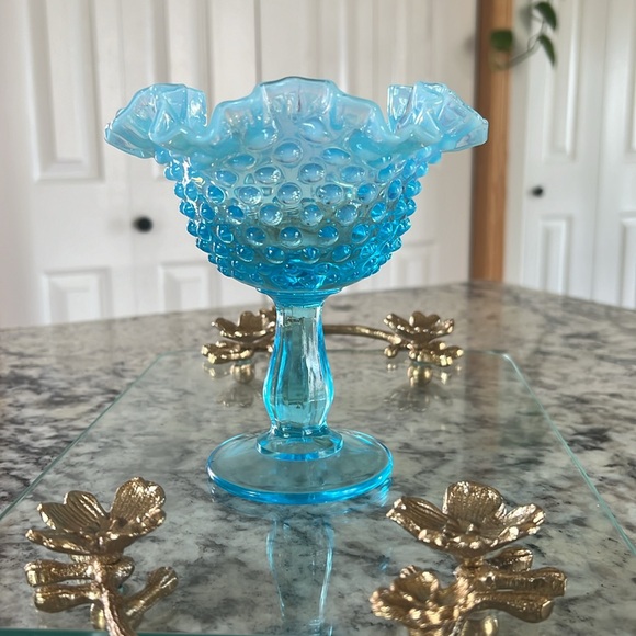 Opalescent Fenton Hobnail Pedestal Compote Dish - Picture 9 of 10
